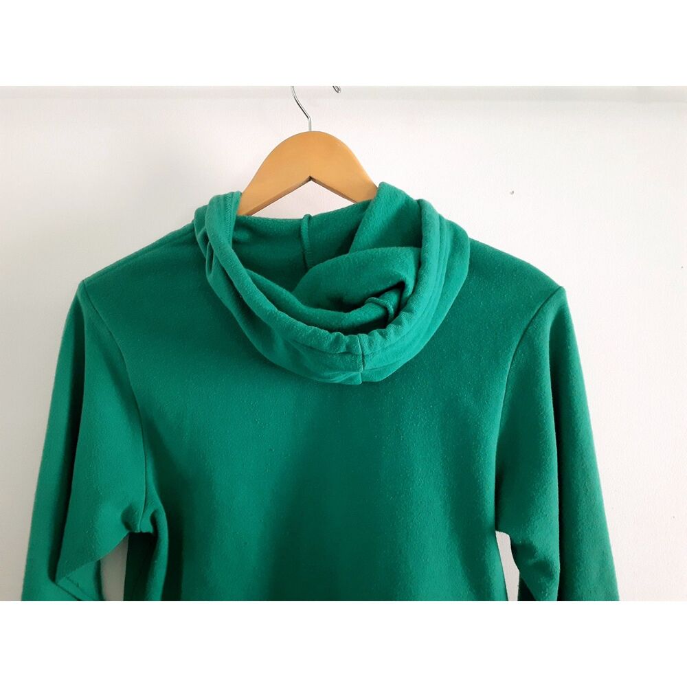 Canvas Womens Solid Green Fleece Full Zip Drawstring Sweatshirt Hoodie XS - Picture 5 of 12